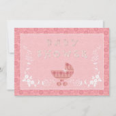 Bébé rose Buggy Bébé Douche Invitations (Devant)