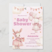Bébé rose Bunny Douche Invitation (Devant)