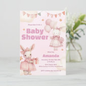 Bébé rose Bunny Douche Invitation (Debout devant)