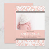 BÉBÉ ROSE DAMASK | FAIRE-PART DE NAISSANCE (Devant / Derrière)