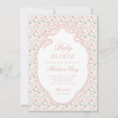 Bébé rose en fleur Baby shower Invitation (Devant)