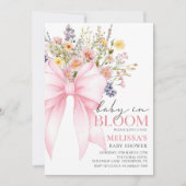 Bébé rose en fleur Baby shower Invitation (Devant)