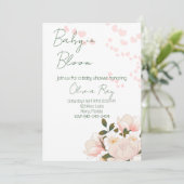 Bébé rose en fleur Baby shower Invitation (Debout devant)