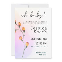 Bébé rose en fleur Invitation Baby shower