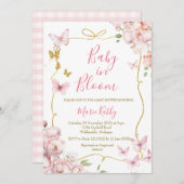 Bébé rose en fleurs Invitation florale (Devant / Derrière)