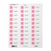 Bébé rose En vichy Étiquette de adresse Monogramme (Feuille entière)