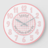 Bébé rose En vichy Polka numéros de point Horloge  (Recto)