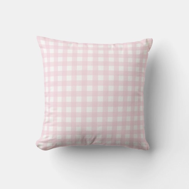 Bébé rose et blanc moyen En vichy. Coussin décorat (Recto)