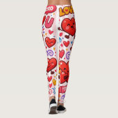 Bébé rose et blanc rayé rouge coeurs Leggings (Dos)