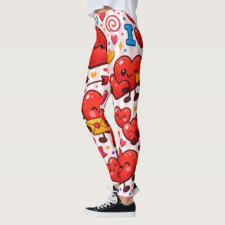 Bébé rose et blanc rayé rouge coeurs Leggings
