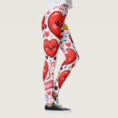 Bébé rose et blanc rayé rouge coeurs Leggings (Droite)