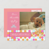 Bébé rose Faire-part (Devant / Derrière)