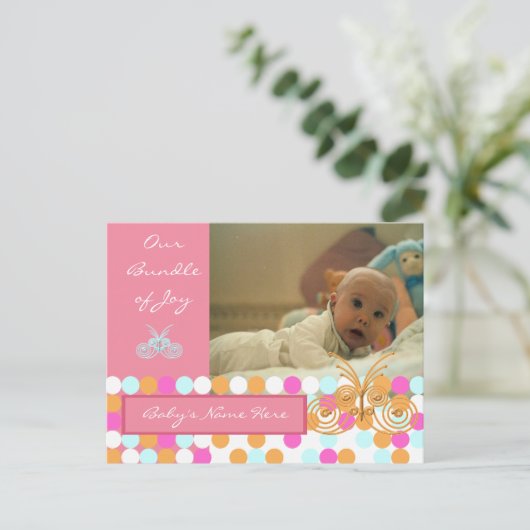 Bébé rose Faire-part (Debout devant)