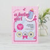 Bébé rose fille 1er anniversaire Invitation (Debout devant)