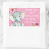 Bébé rose Fille Eléphant Douche Merci Stickers (Sac)