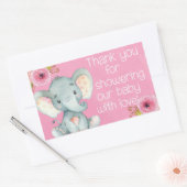 Bébé rose Fille Eléphant Douche Merci Stickers (Enveloppe)
