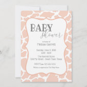Bébé rose fille Giraffe Baby shower Invitation (Devant)