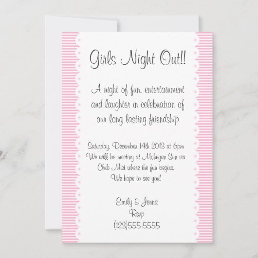 Bébé rose filles nuit dehors Invitation (Devant)