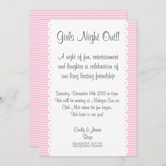 Bébé rose filles nuit dehors Invitation (Devant / Derrière)