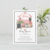 Bébé rose Fleur Douche Invitation (Debout devant)
