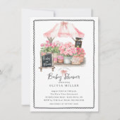 Bébé rose Fleur Douche Invitation (Devant)