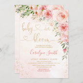 Bébé rose Fleur Invitation Baby shower (Devant / Derrière)