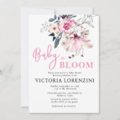 Bébé rose floral en fleur Baby shower Invitation (Devant)