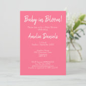 Bébé rose floral en fleur Baby shower Invitation (Debout devant)