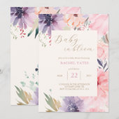 Bébé rose floral en fleur Baby shower Invitation (Devant / Derrière)