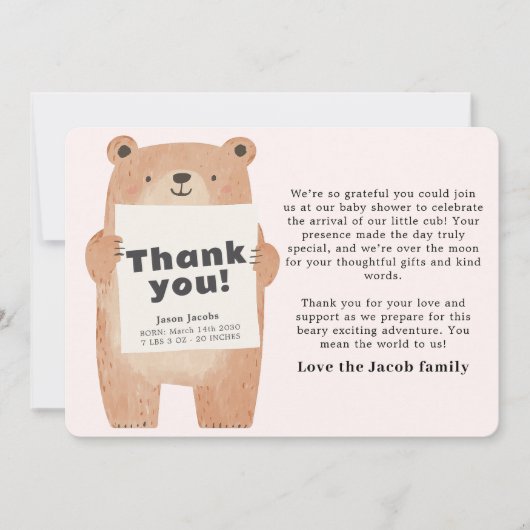 Bébé rose mignon Faire-part de bébé (Devant)