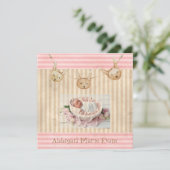 Bébé rose mignon fille Faire-part de naissance (Debout devant)