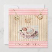 Bébé rose mignon fille Faire-part de naissance (Devant)