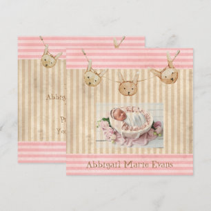 Bébé rose mignon fille Faire-part de naissance