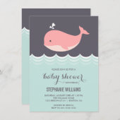 Bébé rose mignonne Baleine Bébé Douche Invitations (Devant / Derrière)