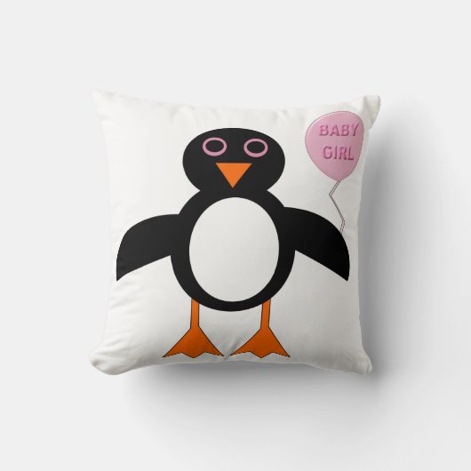 Bébé rose mignonne fille Coussin de pingouin (Recto)