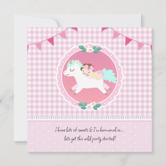 Bébé rose mignonne Fille Douche Fête Invitation (Dos)