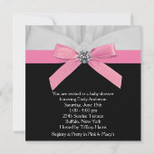 Bébé rose noir fille douche Invitations (Dos)
