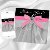 Bébé rose noir fille douche Invitations