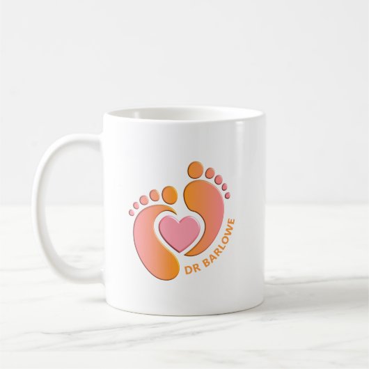 Bébé rose orange pieds coeur Mug (Gauche)