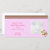 Bébé rose ours Faire-part de bébé (Devant / Derrière)