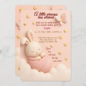 Bébé rose pâle fille Invitation douche (Devant / Derrière)