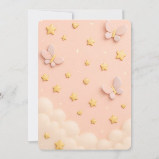 Bébé rose pâle fille Invitation douche (Dos)