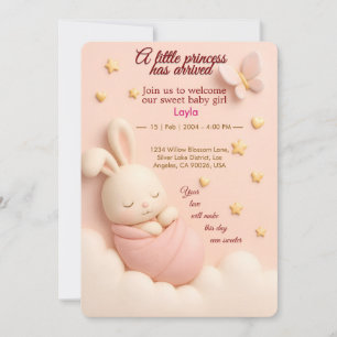 Bébé rose pâle fille Invitation douche