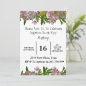 Bébé rose pâle Floral Anniversaire Invitation (Debout devant)