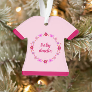 Bébé rose Papillons et fleurs personnalisés