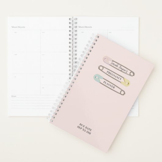 Bébé rose Pins de couches Pregnancy Planner (Devant avec enveloppe)