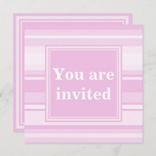 Bébé rose rayures invitation (Devant / Derrière)