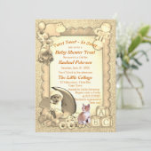 Bébé rose rose Douche Tweets Invitation (Debout devant)