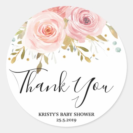 Bébé rose rose floral Fille Douche Stickers Favori (Devant)