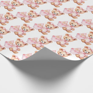Bébé rose Teddy Bear Papier cadeau